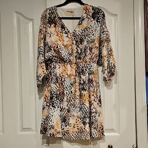Savanna Jane Women's  Snake Print 3/4 Dolman Sleeve Dress Size L NWT